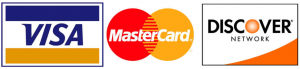 We accept Visa Mastercard and Discover