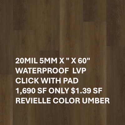 Floor Store Near Belmont, Mississippi 20mil Waterproof LVPclick w/pad in the color Umber brv355cb