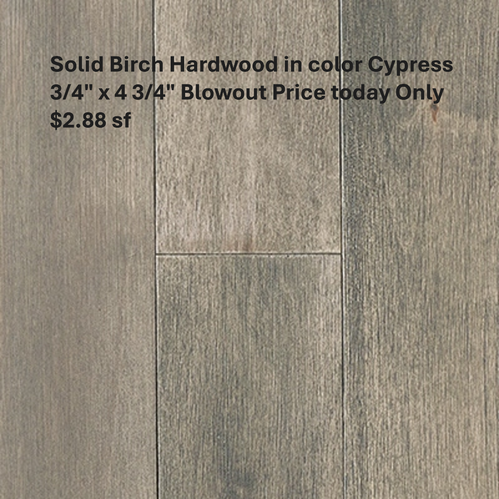 Solid Birch Hardwood 3/4 x 4 3/4 color Cypress