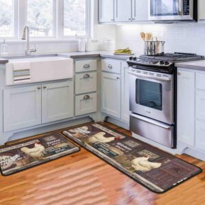 flippana kitchen rugs farmhouse style for floor rooster kitchen rug non slip backing kitchen mat set of 2 washable kitch