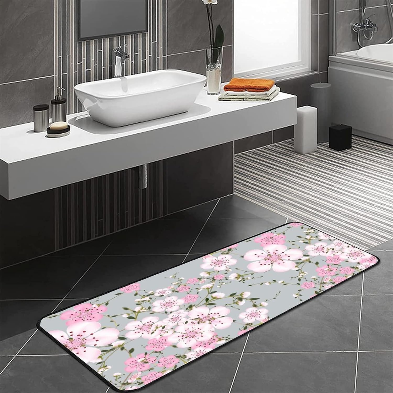 TsyTma Pink Cute Ghost Kitchen Rug Non-Slip Pink Halloween Kitchen Floor Mat Bathroom Rug Area Mat Carpet for Home Decor 39x20