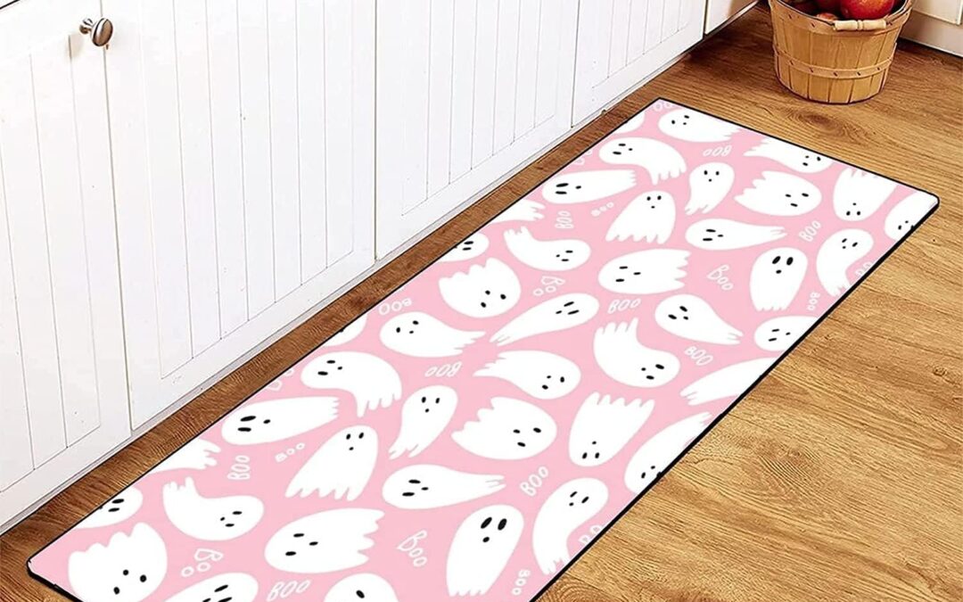 TsyTma Pink Cute Ghost Kitchen Rug Non-Slip Pink Halloween Kitchen Floor Mat Bathroom Rug Area Mat Carpet for Home Decor 39″x20″ Review