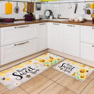wernnsai sunflower kitchen rugs 2 piece kitchen mats set non slip kitchen backing area rugs sweet home doormat washable