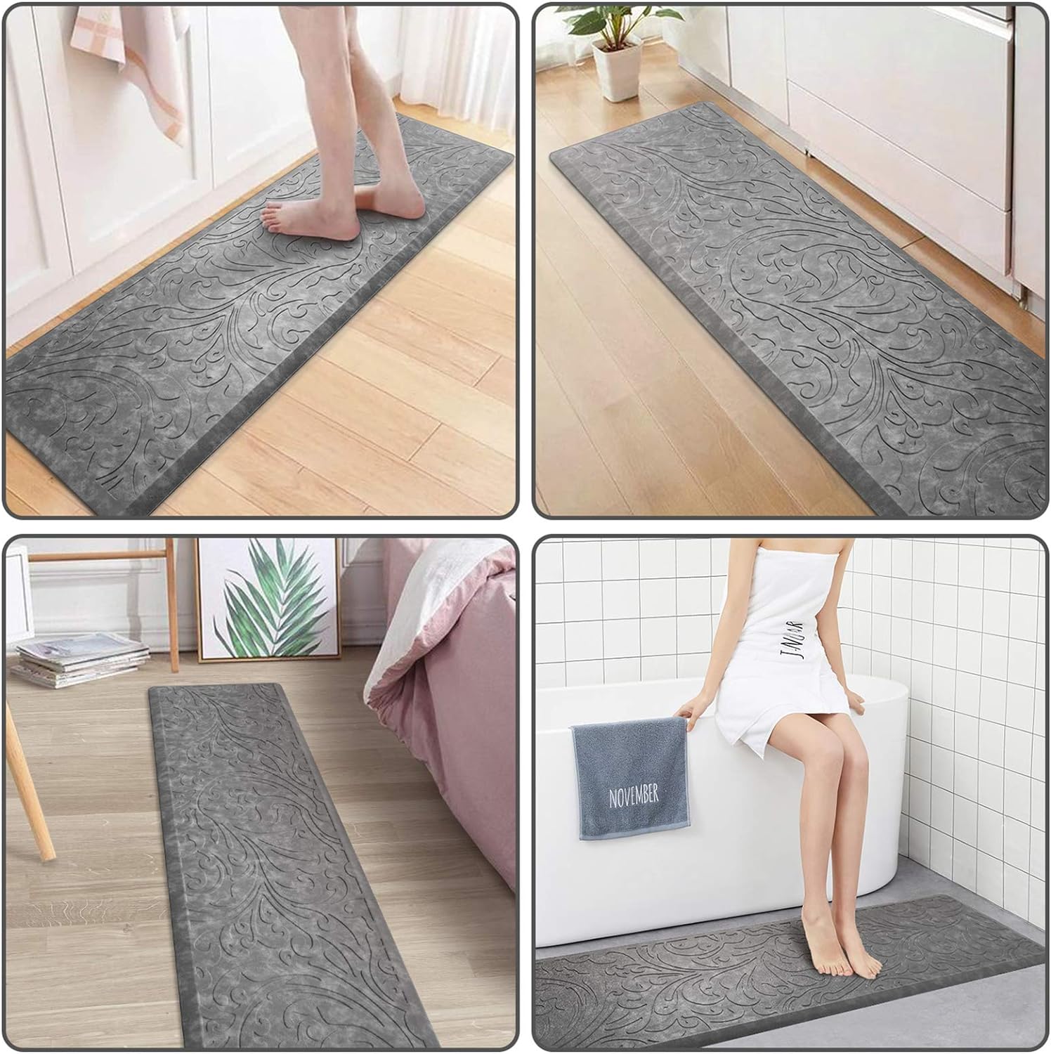 KMAT Kitchen Mat Cushioned Anti-Fatigue Waterproof Non-Slip Standing Mat Ergonomic Comfort Rug for Home,Office,Sink,Laundry,Desk 17.3 (W) x 60(L),Brown