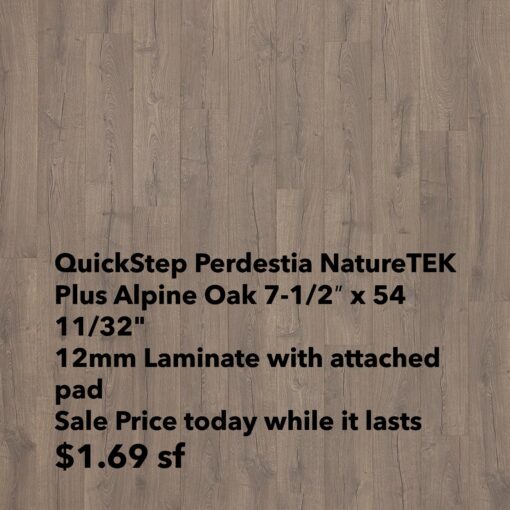 QuickStep NatureTEK Plus 12mm Perdestia Alpine Oak 7.5 inch wide Laminate Plank